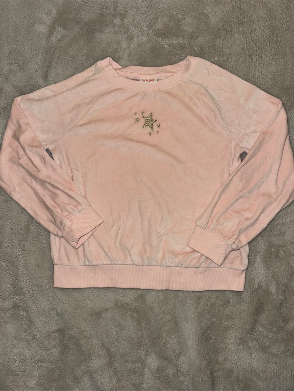 Cat & Jack Pink Velvet Star Crewneck Sweatshirt